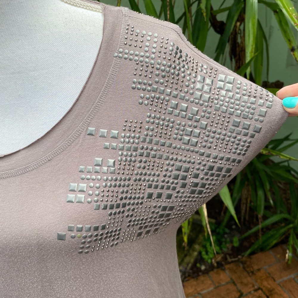 Purple Gray Studded T-shirt